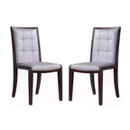 Manhattan Comfort Set of 2 Executor Faux Leather Dining Chairs Silver: Beechwood Legs, No Assembly, Spot Clean