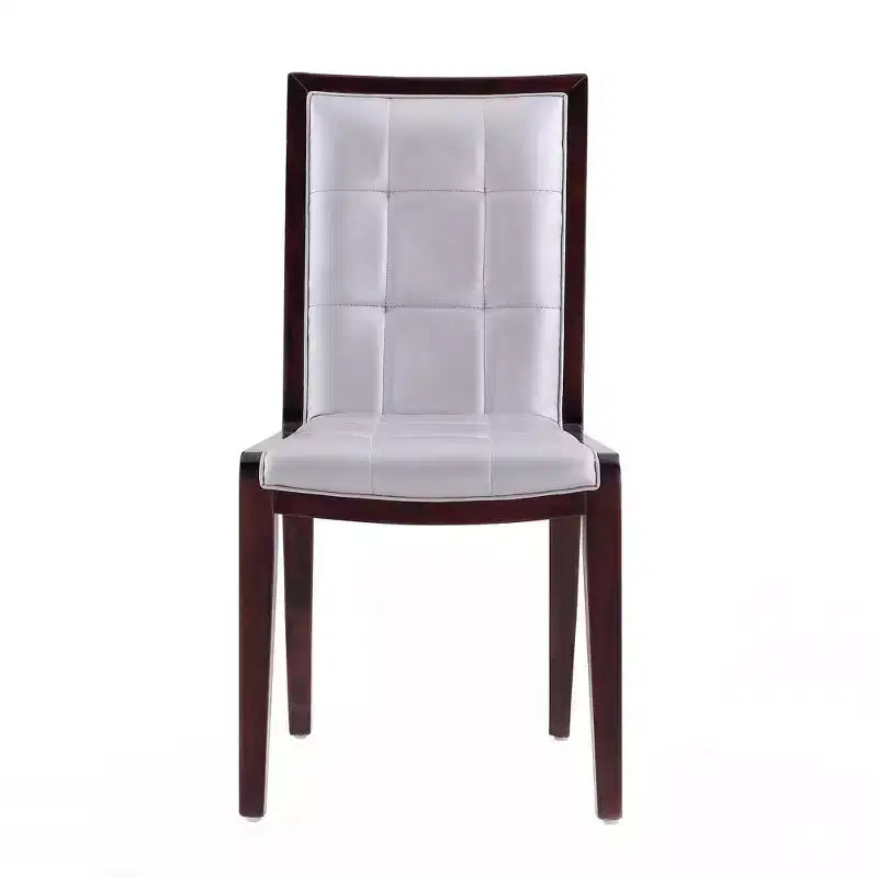 Manhattan Comfort Lot de 2 Chaises de Salle à Manger Executor en Simili Cuir Argent : Pieds en Hêtre, Aucun Assemblage Requis, Nettoyage des Taches
