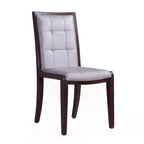 Manhattan Comfort Lot de 2 Chaises de Salle à Manger Executor en Simili Cuir Argent : Pieds en Hêtre, Aucun Assemblage Requis, Nettoyage des Taches