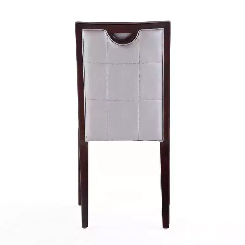 Manhattan Comfort Lot de 2 Chaises de Salle à Manger Executor en Simili Cuir Argent : Pieds en Hêtre, Aucun Assemblage Requis, Nettoyage des Taches
