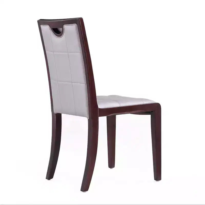 Manhattan Comfort Lot de 2 Chaises de Salle à Manger Executor en Simili Cuir Argent : Pieds en Hêtre, Aucun Assemblage Requis, Nettoyage des Taches