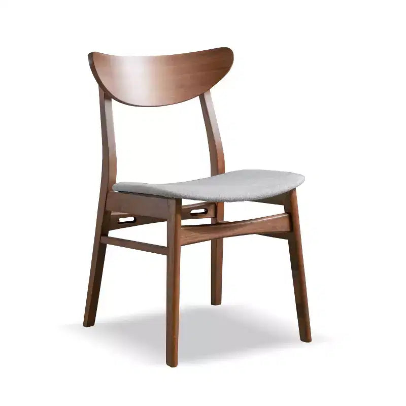 HOMES: Inside + Out Lot de 2 chaises de salle à manger rembourrées Palm Shade Mid-Century Noyer