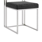 Armen Living Lot de 2 Chaises de Salle à Manger Anastasia en Acier Inoxydable Brossé et Tissu Anthracite