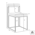 Armen Living Lot de 2 Chaises de Salle à Manger Anastasia en Acier Inoxydable Brossé et Tissu Anthracite