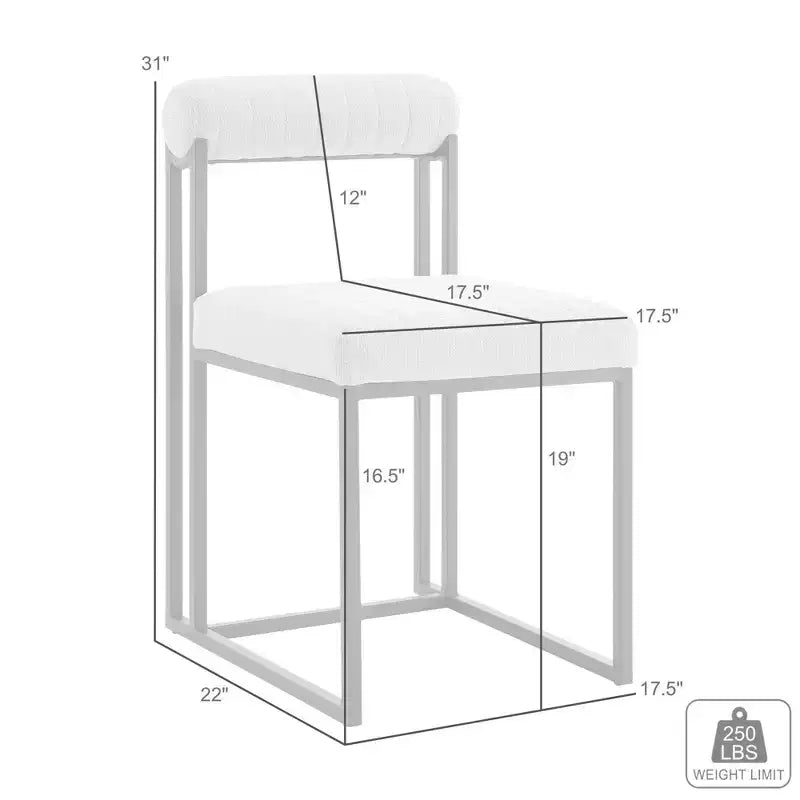 Armen Living Lot de 2 Chaises de Salle à Manger Anastasia en Acier Inoxydable Brossé et Tissu Anthracite