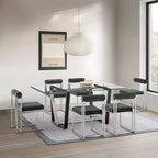 Armen Living Lot de 2 Chaises de Salle à Manger Anastasia en Acier Inoxydable Brossé et Tissu Anthracite