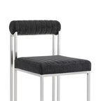 Armen Living Lot de 2 Chaises de Salle à Manger Anastasia en Acier Inoxydable Brossé et Tissu Anthracite
