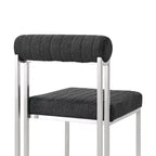 Armen Living Lot de 2 Chaises de Salle à Manger Anastasia en Acier Inoxydable Brossé et Tissu Anthracite