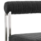 Armen Living Lot de 2 Chaises de Salle à Manger Anastasia en Acier Inoxydable Brossé et Tissu Anthracite