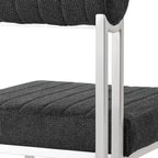 Armen Living Lot de 2 Chaises de Salle à Manger Anastasia en Acier Inoxydable Brossé et Tissu Anthracite