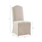 Lot de 2 chaises de salle à manger hautes Cadman avec jupes beige : style Parsons rembourré, garniture en mousse, pieds en bois