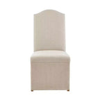 Lot de 2 chaises de salle à manger hautes Cadman avec jupes beige : style Parsons rembourré, garniture en mousse, pieds en bois