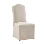 Lot de 2 chaises de salle à manger hautes Cadman avec jupes beige : style Parsons rembourré, garniture en mousse, pieds en bois