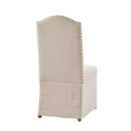Lot de 2 chaises de salle à manger hautes Cadman avec jupes beige : style Parsons rembourré, garniture en mousse, pieds en bois
