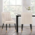 Eda Modern Velvet Upholstered Dining Chair Cream - Manhattan Comfort