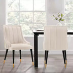 Eda Modern Velvet Upholstered Dining Chair Cream - Manhattan Comfort