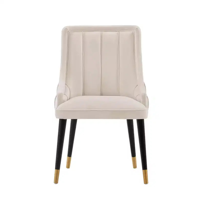 Chaise de salle à manger Eda moderne en velours rembourré crème - Manhattan Comfort