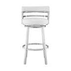 Tabouret de bar Armen Living Madrid en similicuir et acier inoxydable, hauteur comptoir, 66 cm, blanc : Ergonomique, pivotant à 360°, mousse haute densité