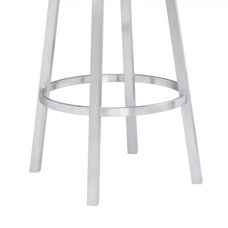 Tabouret de bar Armen Living Madrid en similicuir et acier inoxydable, hauteur comptoir, 66 cm, blanc : Ergonomique, pivotant à 360°, mousse haute densité