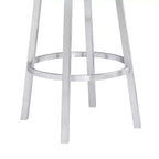 Tabouret de bar Armen Living Madrid en similicuir et acier inoxydable, hauteur comptoir, 66 cm, blanc : Ergonomique, pivotant à 360°, mousse haute densité