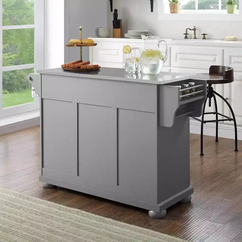 Îlot de cuisine/Chariot à plateau en acier inoxydable Alexandria Gris/Acier inoxydable - Crosley