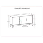 Buffet/Armoire de rangement 3 portes WyndenHall Pearson en noyer brun