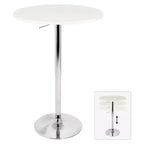 Adjustable Round Counter Height Dining Table Metal/White - LumiSource: Hydraulic Pub & Pedestal Table, Seats 2
