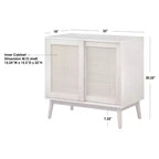 Buffet Buylateral Rosen en rotin à portes coulissantes Naturel : Bahut Mid-Century Moderne, Étagères réglables
