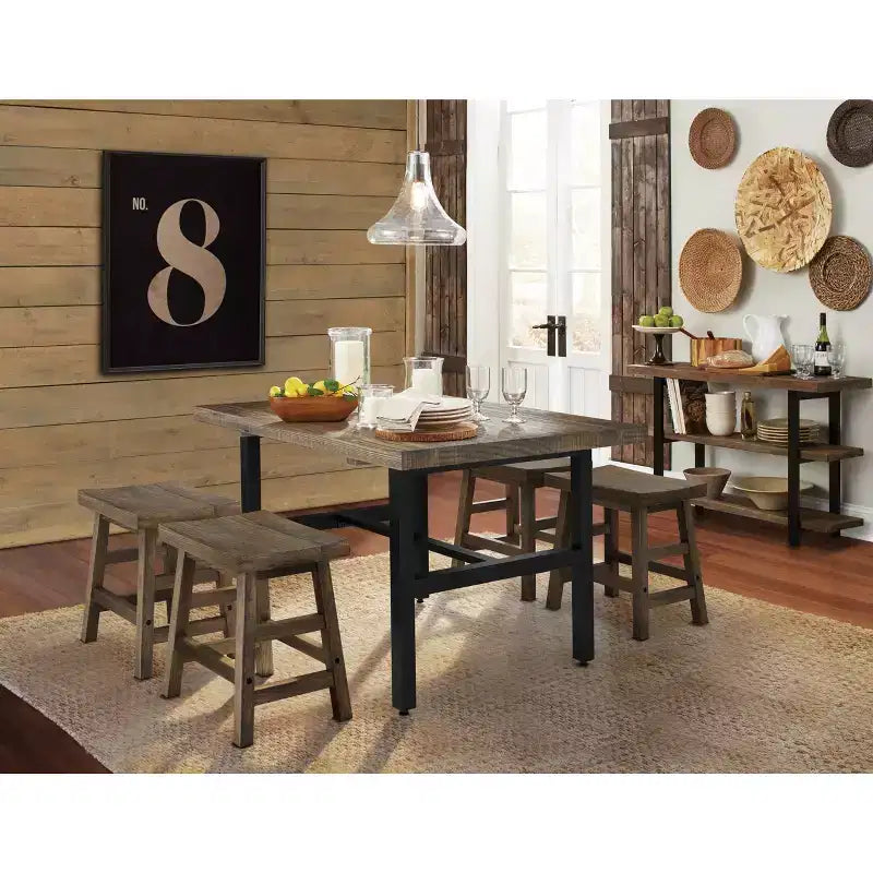 Table à manger Pomona en métal et bois, marron - Alaterre Furniture