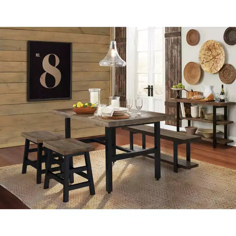 Table à manger Pomona en métal et bois, marron - Alaterre Furniture