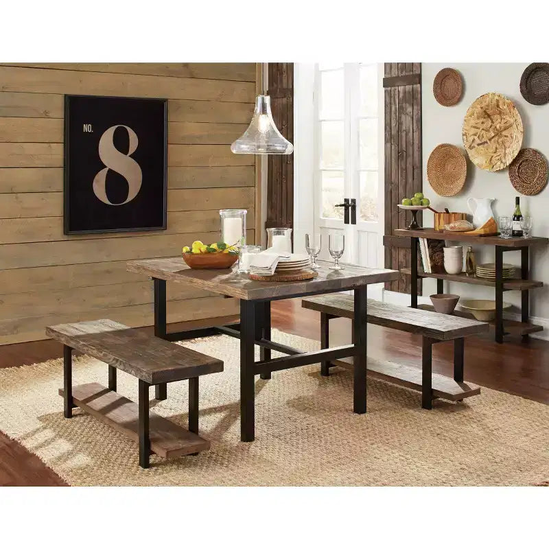 Table à manger Pomona en métal et bois, marron - Alaterre Furniture