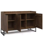 Buffet de salle à manger WyndenHall Bolton marron vieilli rustique naturel : Bois d'acacia, meuble de rangement 3 portes, design industriel