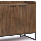 Buffet de salle à manger WyndenHall Bolton marron vieilli rustique naturel : Bois d'acacia, meuble de rangement 3 portes, design industriel