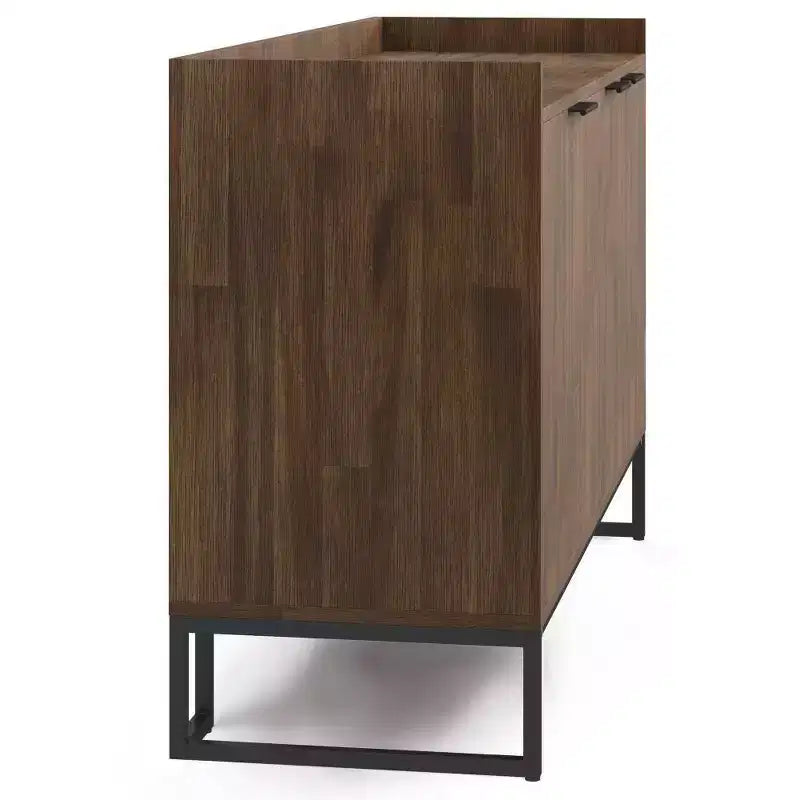 Buffet de salle à manger WyndenHall Bolton marron vieilli rustique naturel : Bois d'acacia, meuble de rangement 3 portes, design industriel