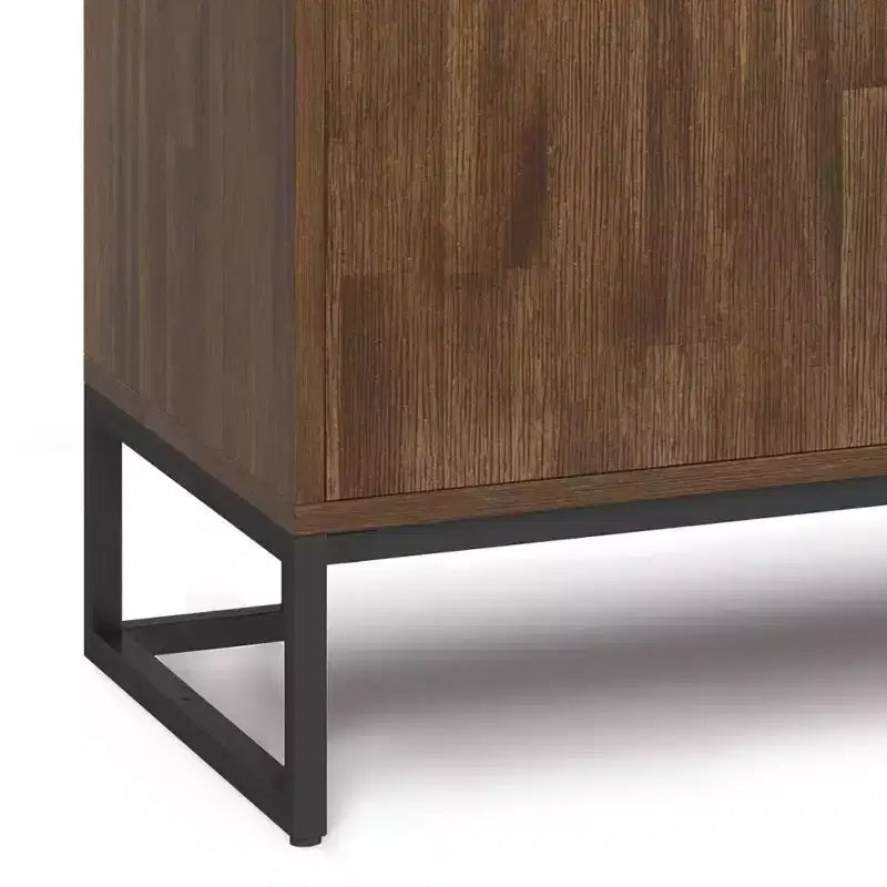 Buffet de salle à manger WyndenHall Bolton marron vieilli rustique naturel : Bois d'acacia, meuble de rangement 3 portes, design industriel