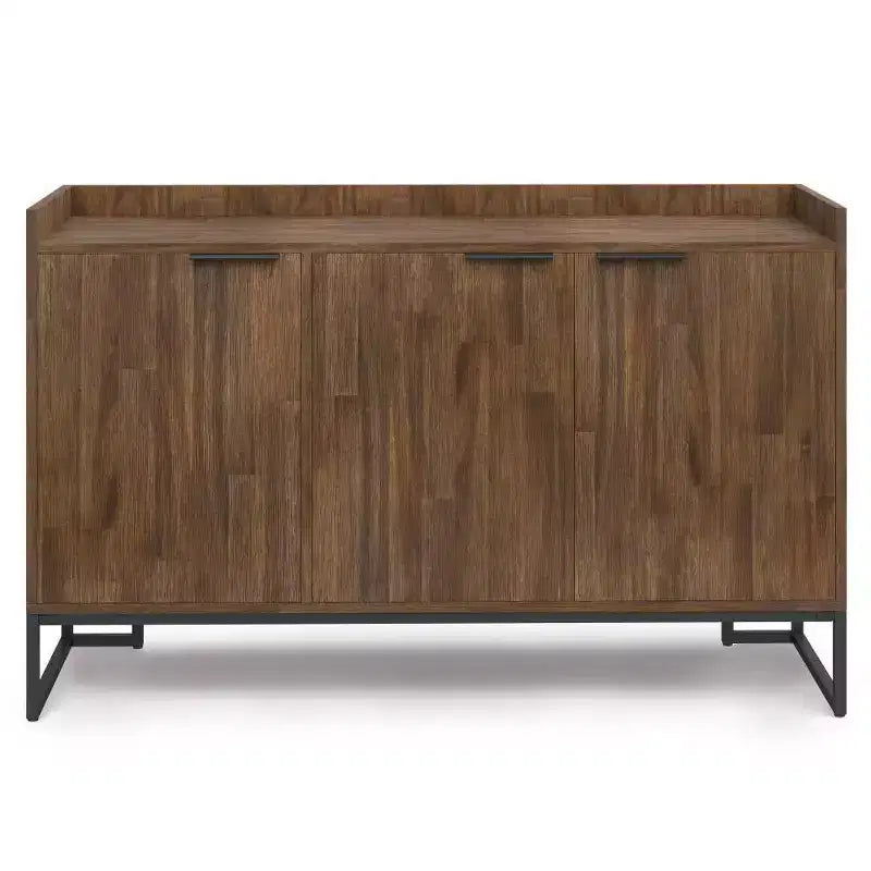 Buffet de salle à manger WyndenHall Bolton marron vieilli rustique naturel : Bois d'acacia, meuble de rangement 3 portes, design industriel