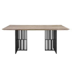 Acme Furniture 72" Zudora Dining Table Antique Oak Sandy Black Finish: 6 Seater, Double Pedestal Base, Metal Frame