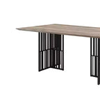 Table de salle à manger Zudora 183 cm Acme Furniture Chêne antique finition noir sablé : 6 places, double piédestal, cadre métallique