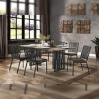 Table de salle à manger Zudora 183 cm Acme Furniture Chêne antique finition noir sablé : 6 places, double piédestal, cadre métallique