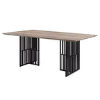 Table de salle à manger Zudora 183 cm Acme Furniture Chêne antique finition noir sablé : 6 places, double piédestal, cadre métallique