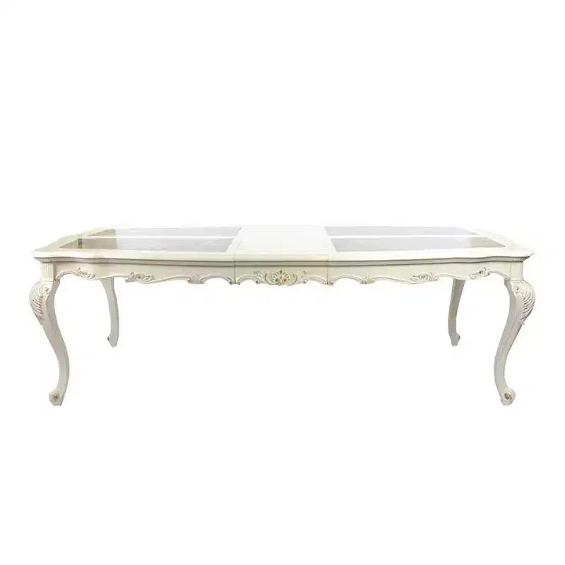 Chantelle 96" Dining Tables Marble Top and Pearl White - Acme Furniture