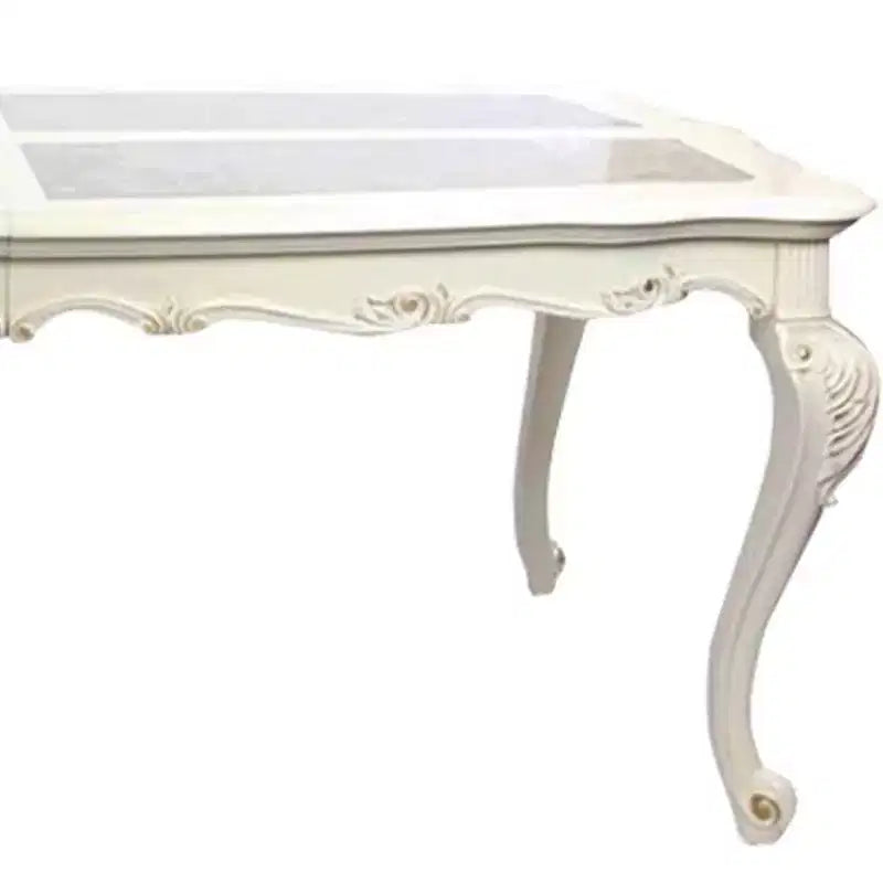 Tables de salle à manger Chantelle 96" Plateau en marbre et Blanc nacré - Acme Furniture