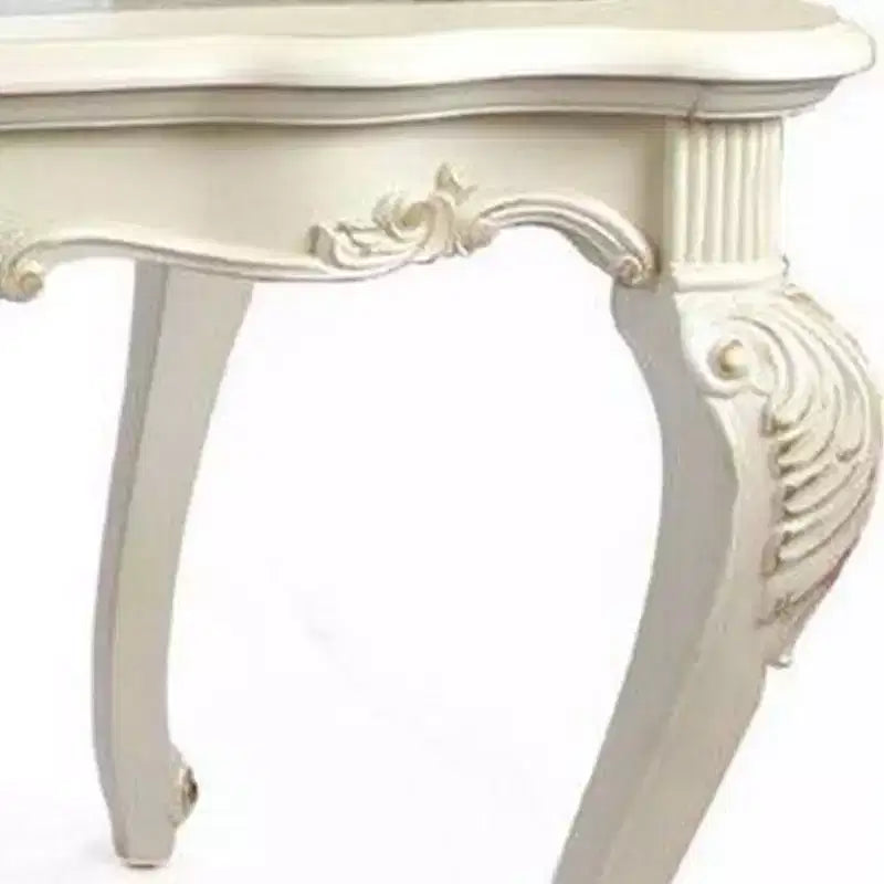 Tables de salle à manger Chantelle 96" Plateau en marbre et Blanc nacré - Acme Furniture