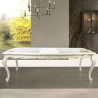 Tables de salle à manger Chantelle 96" Plateau en marbre et Blanc nacré - Acme Furniture