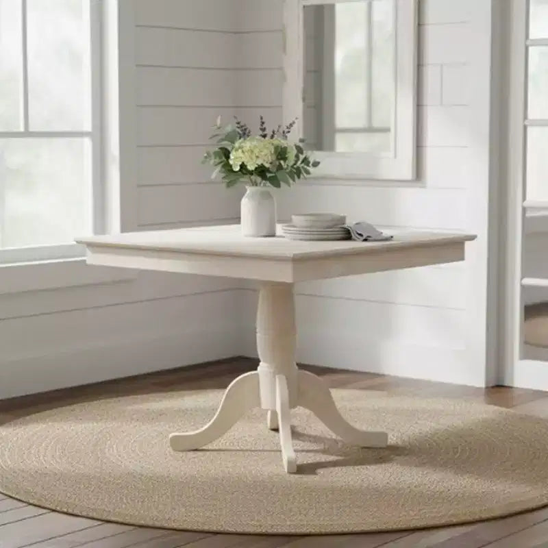 Tables de salle à manger 29,1" Minden Square Top Pedestal Inachevées - International Concepts : Bois massif, Coin-repas