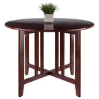 Ensemble de salle à manger 5 pièces Alamo avec plateau à rabats et chaises à dossier ajouré bois/noyer - Winsome : Table ronde, piètement à 4 pieds