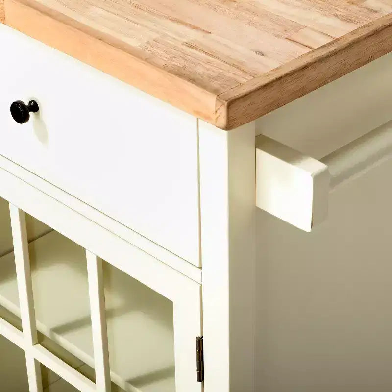 Îlot de cuisine Windham Wood Top, blanc cassé - Threshold™ (Assemblage requis) : Cadre en pin et hévéa, chariot de rangement avec roulettes