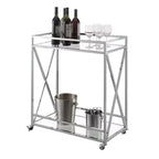 Desserte de bar Breighton Home Oxford en verre et chrome avec étagère Verre/Chrome : Style contemporain, sur roulettes, structure en métal