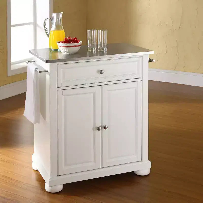 Îlot de cuisine portable en acier inoxydable Alexandria - Blanc - Crosley