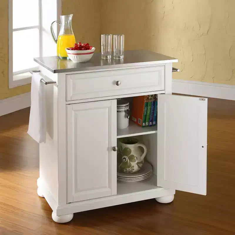 Îlot de cuisine portable en acier inoxydable Alexandria - Blanc - Crosley